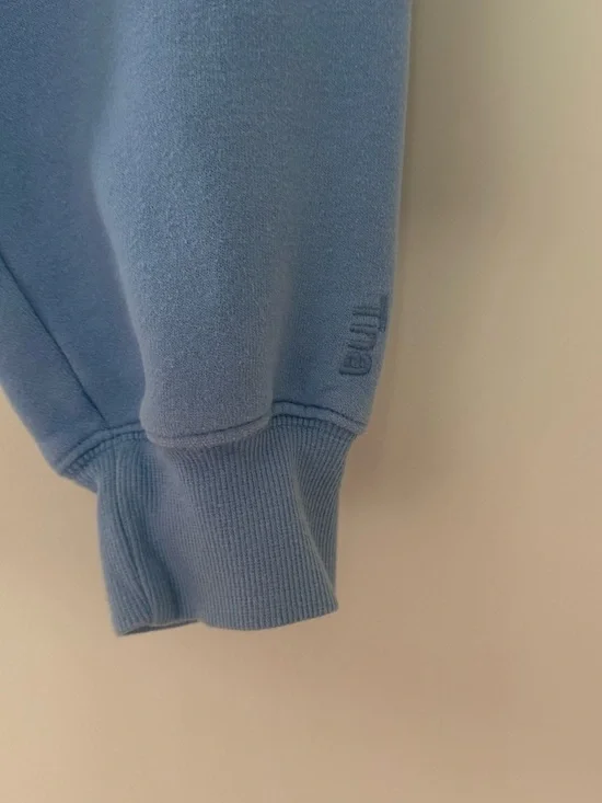 TNA Cozy Fleece Boyfriend Zip Up Hoodie Cropped Light Blue - Picture 10 of 14